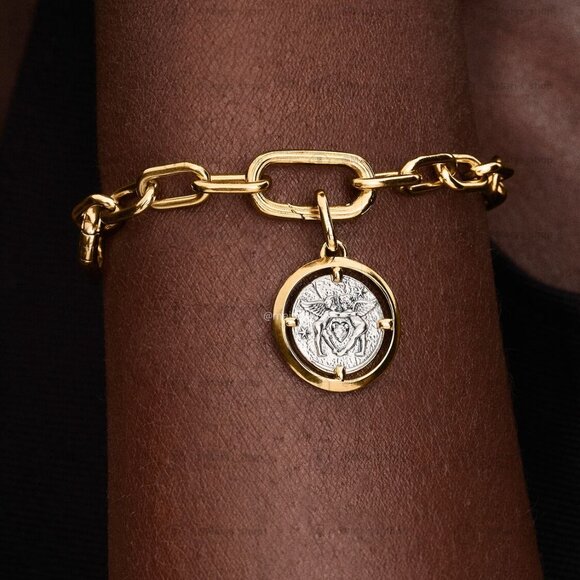 Pandora Cupids Medallion Charm|Pendant|Two-tone - Picture 5 of 6